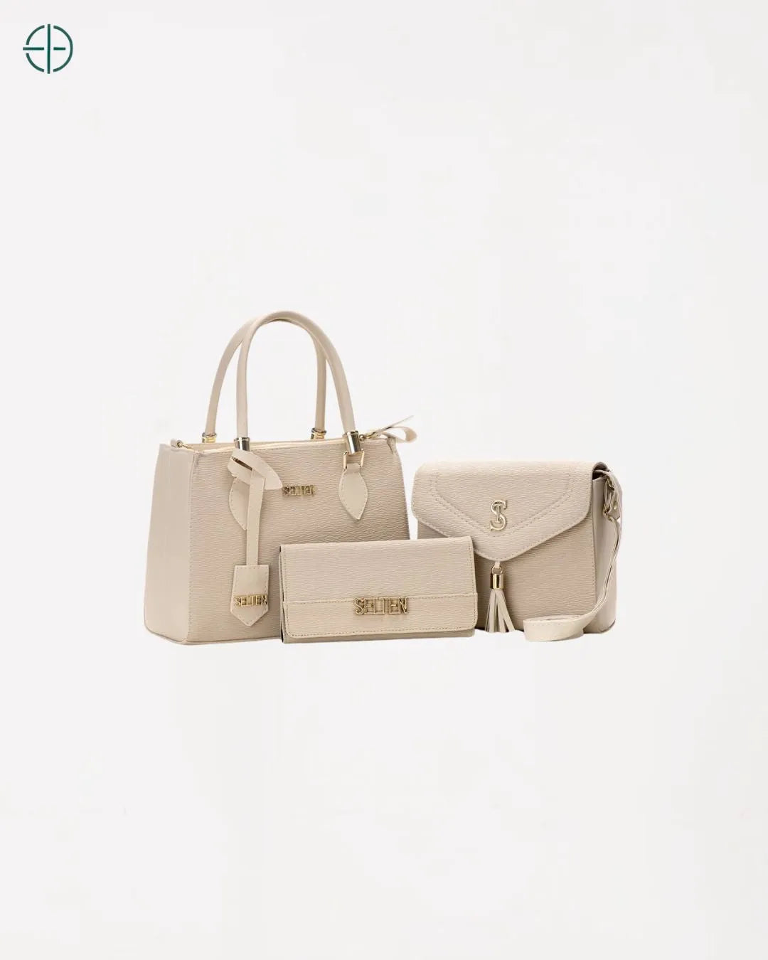 Kit Bolsa Transversal Feminina Tote + Bolsa Tiracolo + Carteira Bege | Rest Money™