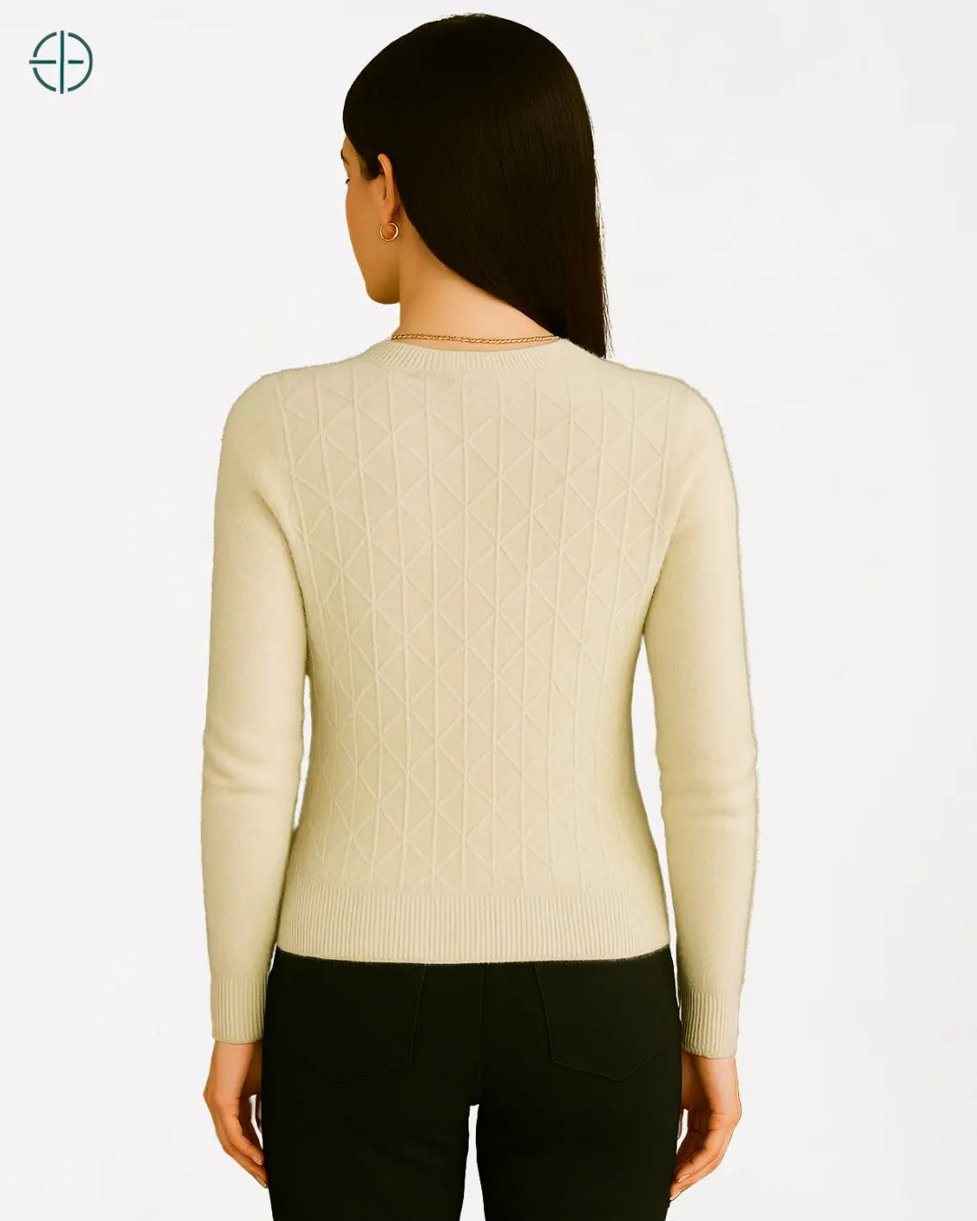 Suéter Gola Redonda Texturizado 100% Caxemira | Rest Money™