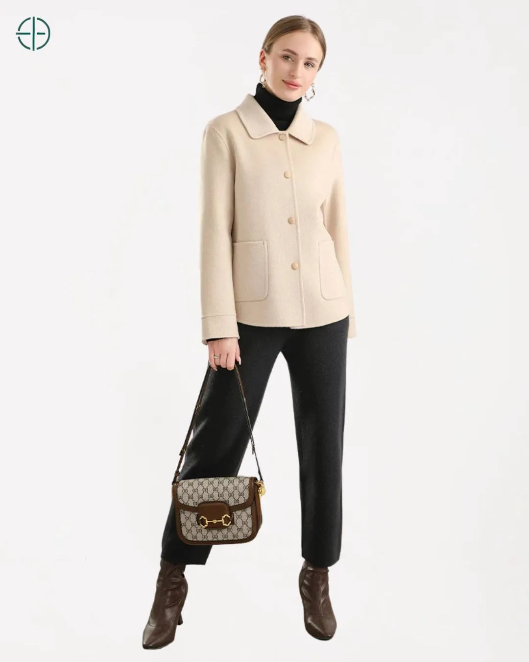 Jaqueta de Botões e Bolsos Quadrados 100% Caxemira | Rest Money™