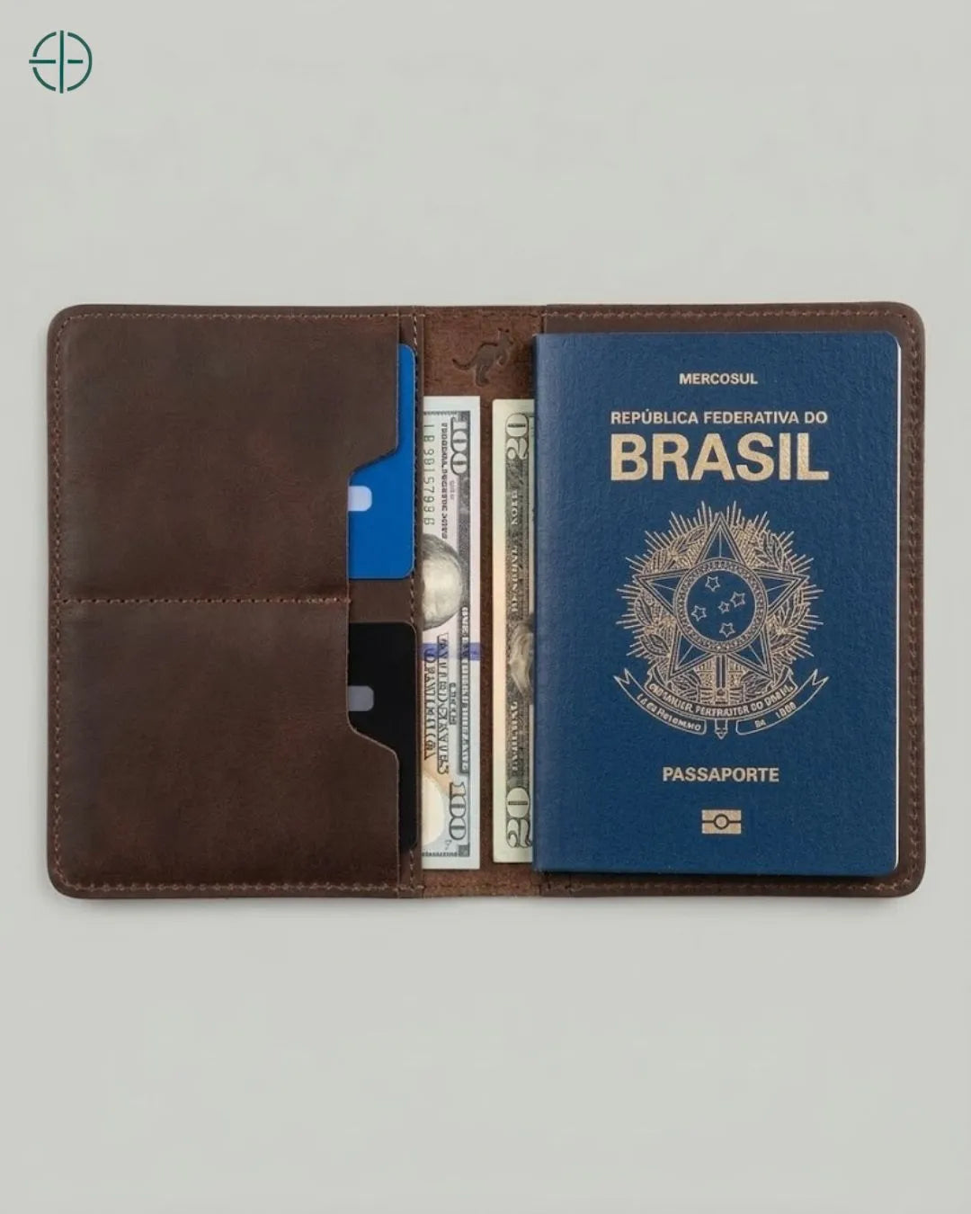 Porta Passaporte Masculino Florença Marrom 100% Couro Legítimo | Rest Money™
