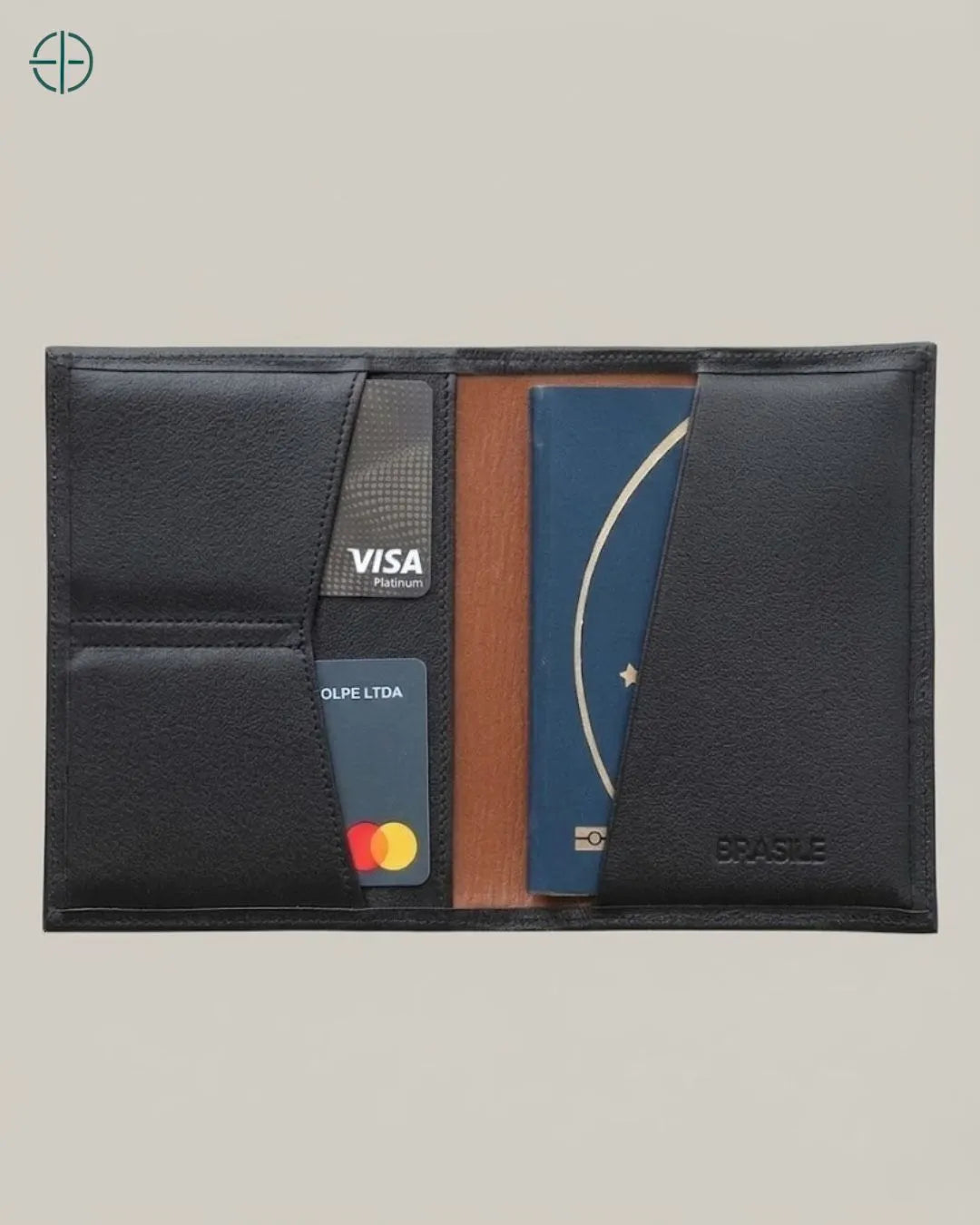 Porta Passaporte Masculino Brasil Preto 100% Couro Legítimo | Rest Money™