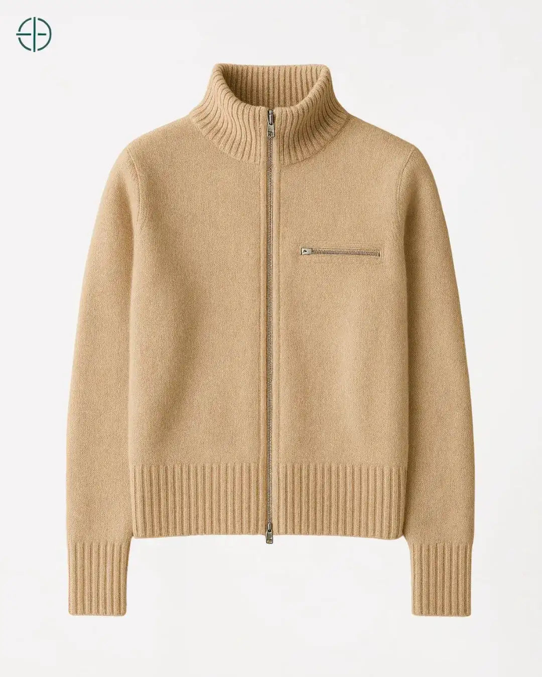 Jaqueta com Zíper e Bolso Frontal 100% Caxemira | Rest Money™
