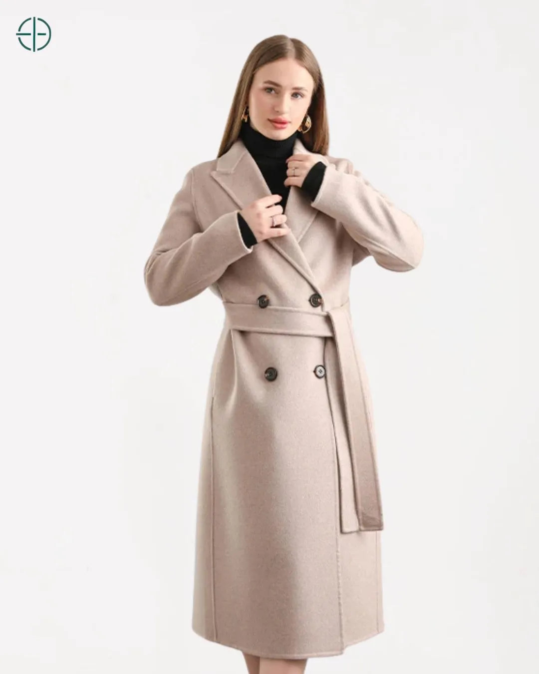 Sobretudo Transpassado com Cinto 100% Caxemira | Rest Money™