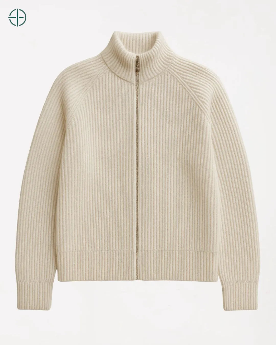 Jaqueta Canelada com Zíper 100% Caxemira | Rest Money™