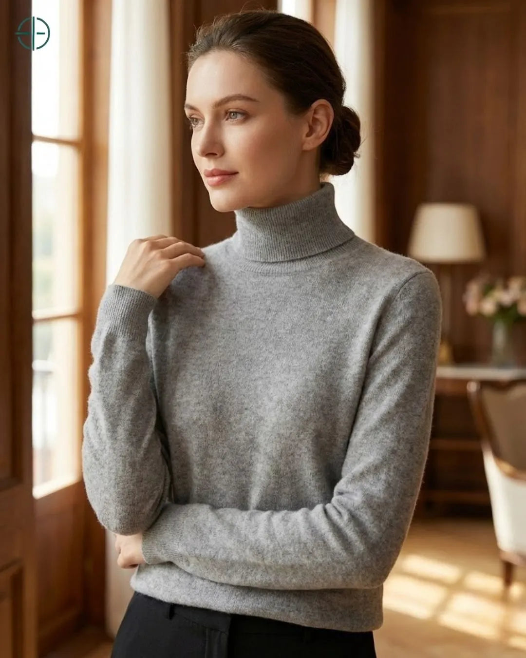 Suéter Feminino Gola Alta 100% Caxemira | Rest Money™
