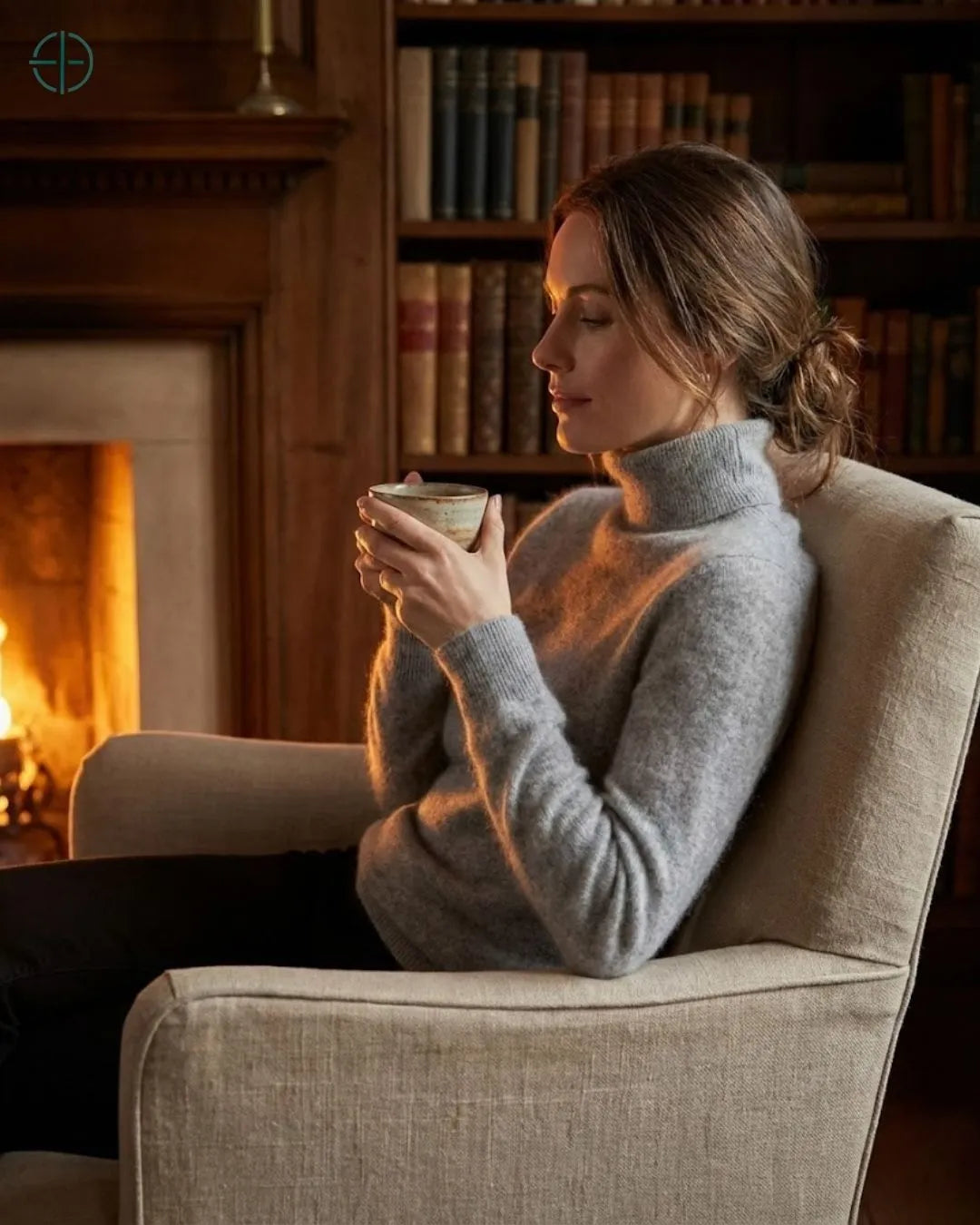 Suéter Feminino Gola Alta 100% Caxemira | Rest Money™