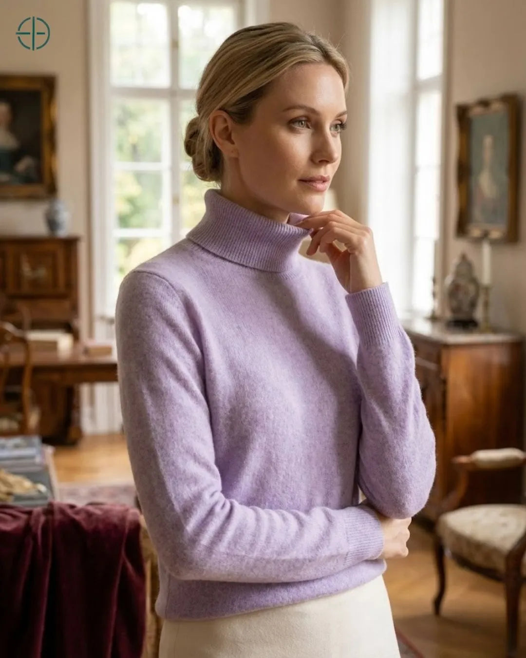 Suéter Feminino Gola Alta 100% Caxemira | Rest Money™