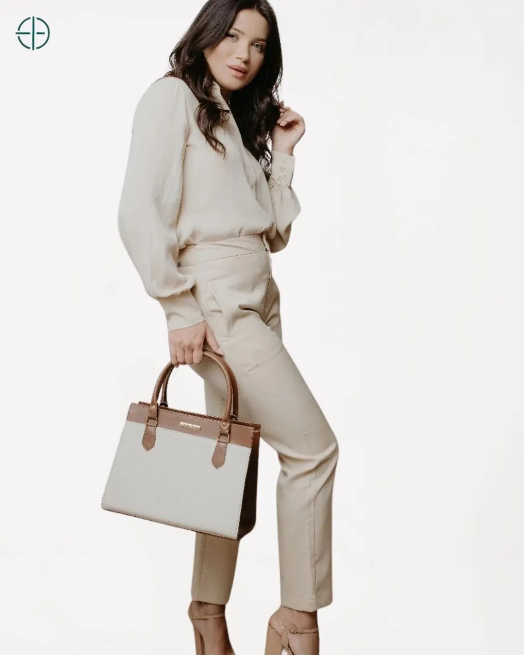 Bolsa Grande Santorini Marrom-Creme
