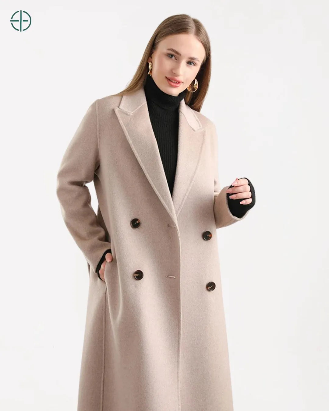 Sobretudo Transpassado com Cinto 100% Caxemira | Rest Money™