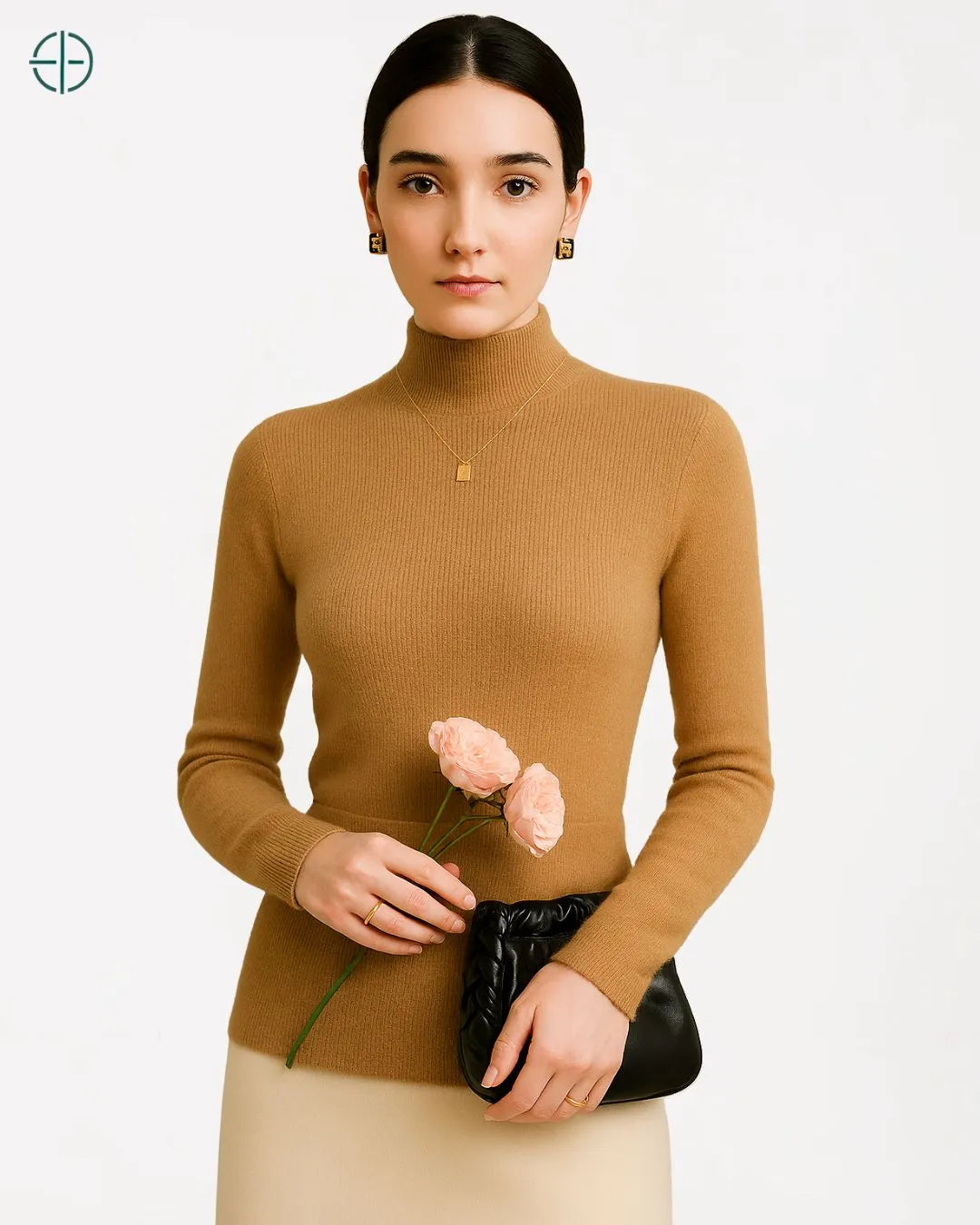 Suéter Gola Alta Canelado Slim 100% Caxemira | Rest Money™