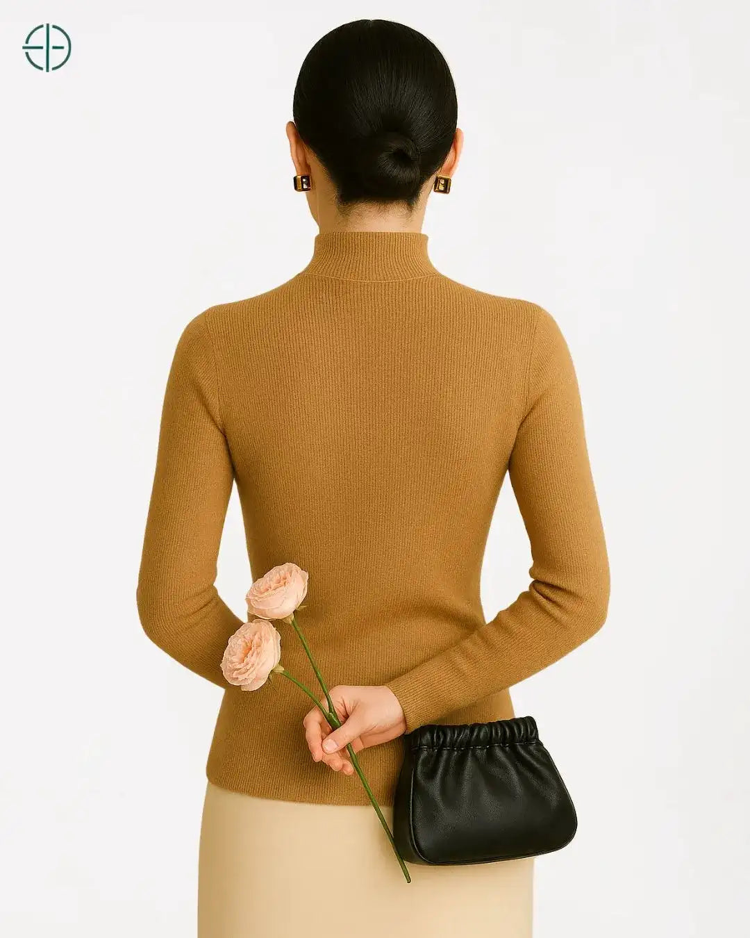 Suéter Gola Alta Canelado Slim 100% Caxemira | Rest Money™