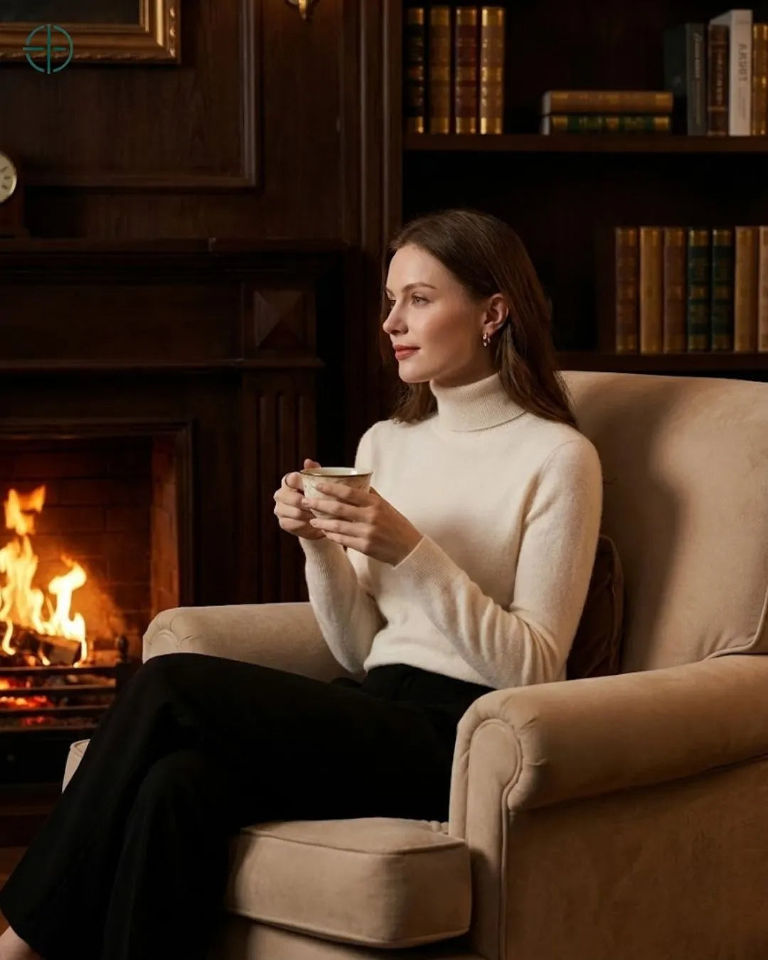 Suéter Feminino Gola Alta 100% Caxemira | Rest Money™