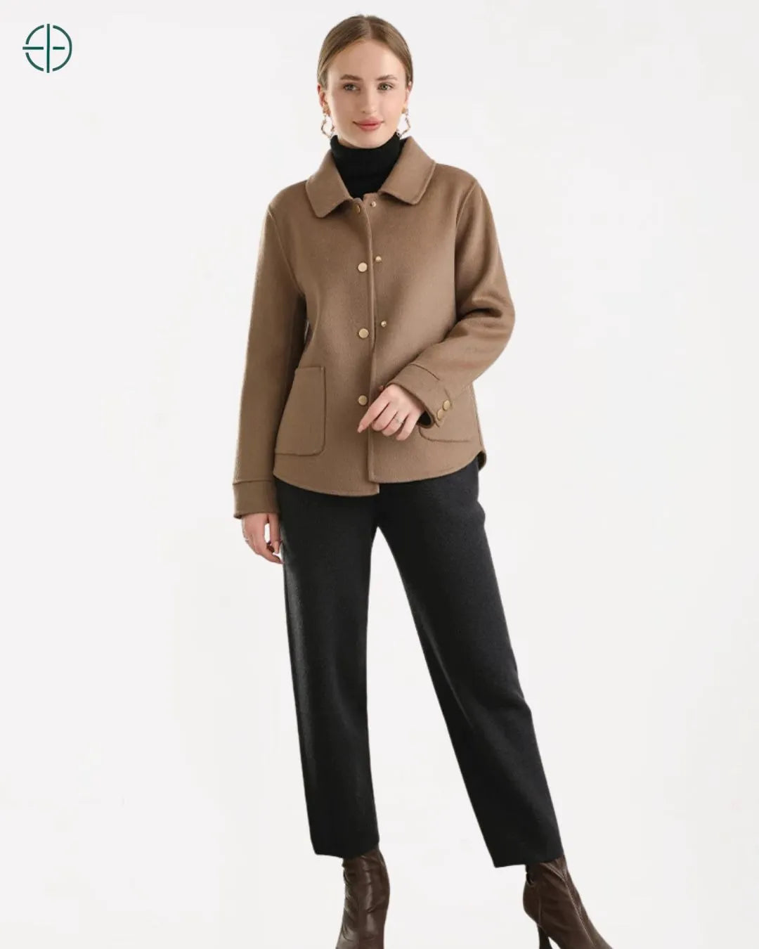 Jaqueta de Botões e Bolsos Quadrados 100% Caxemira | Rest Money™