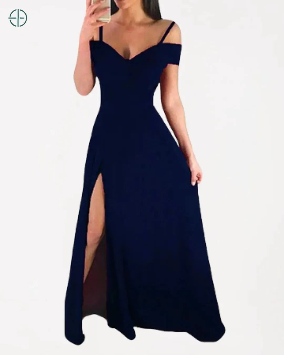 Close da fenda lateral, realçando a sensualidade e fluidez da peça