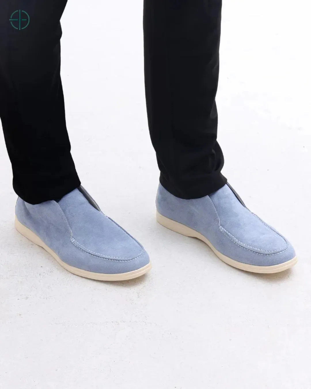 Mocassim Alto de Camurça Azul Neblina | Rest Money™