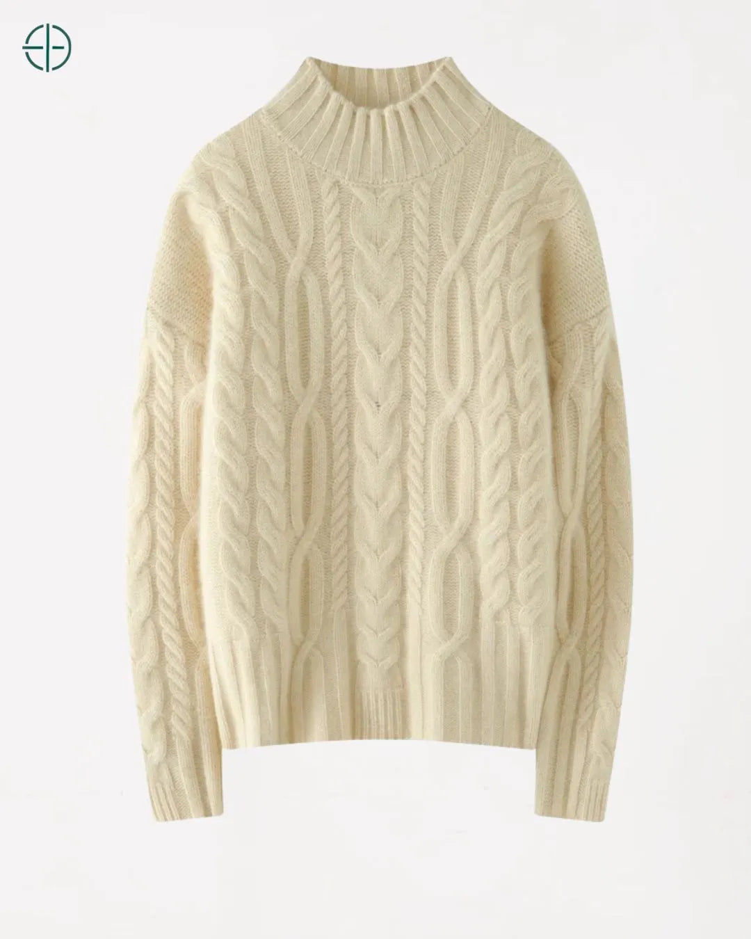 Suéter Gola Alta Trançado 100% Caxemira