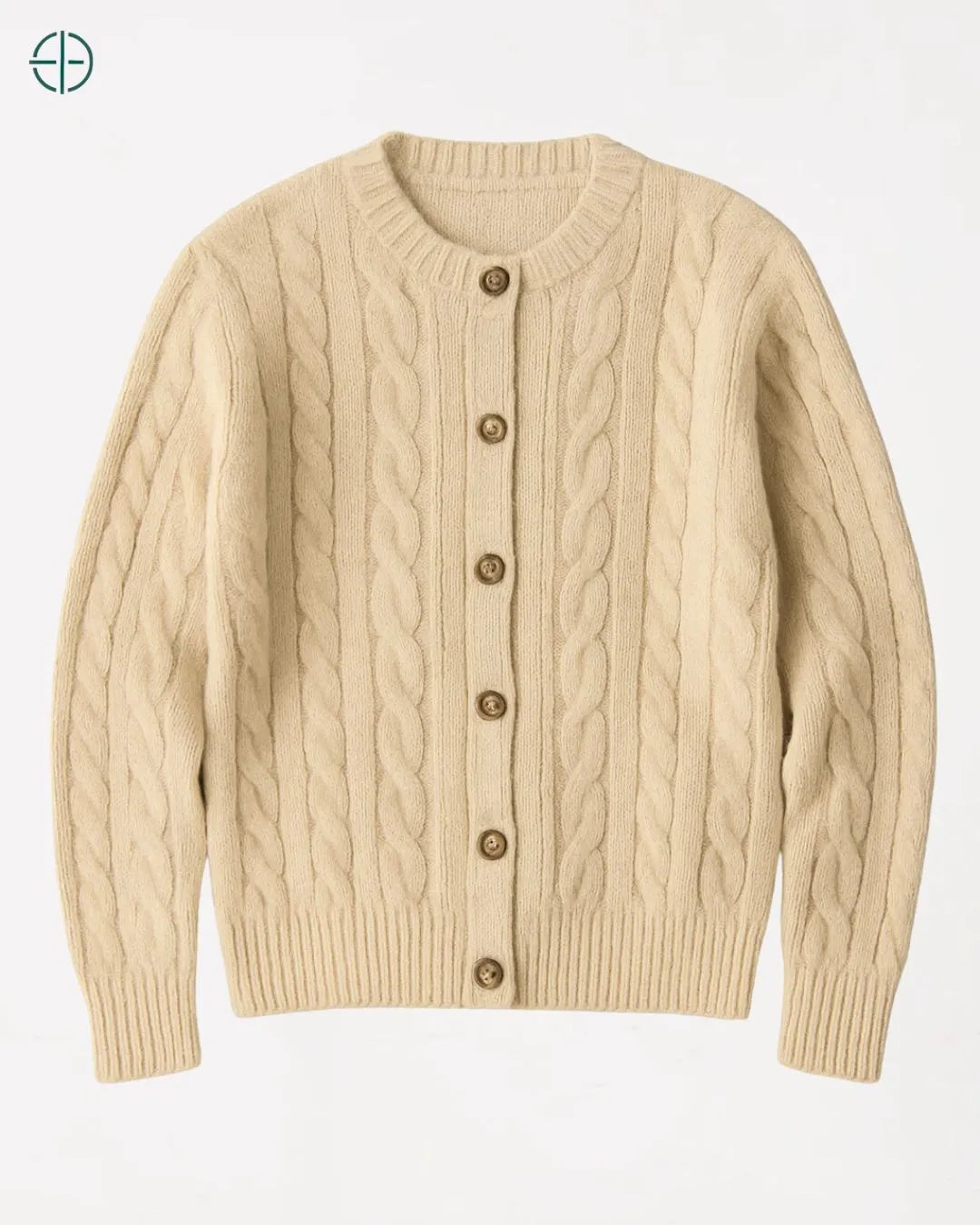 Suéter Trançado de Botões 100% Caxemira