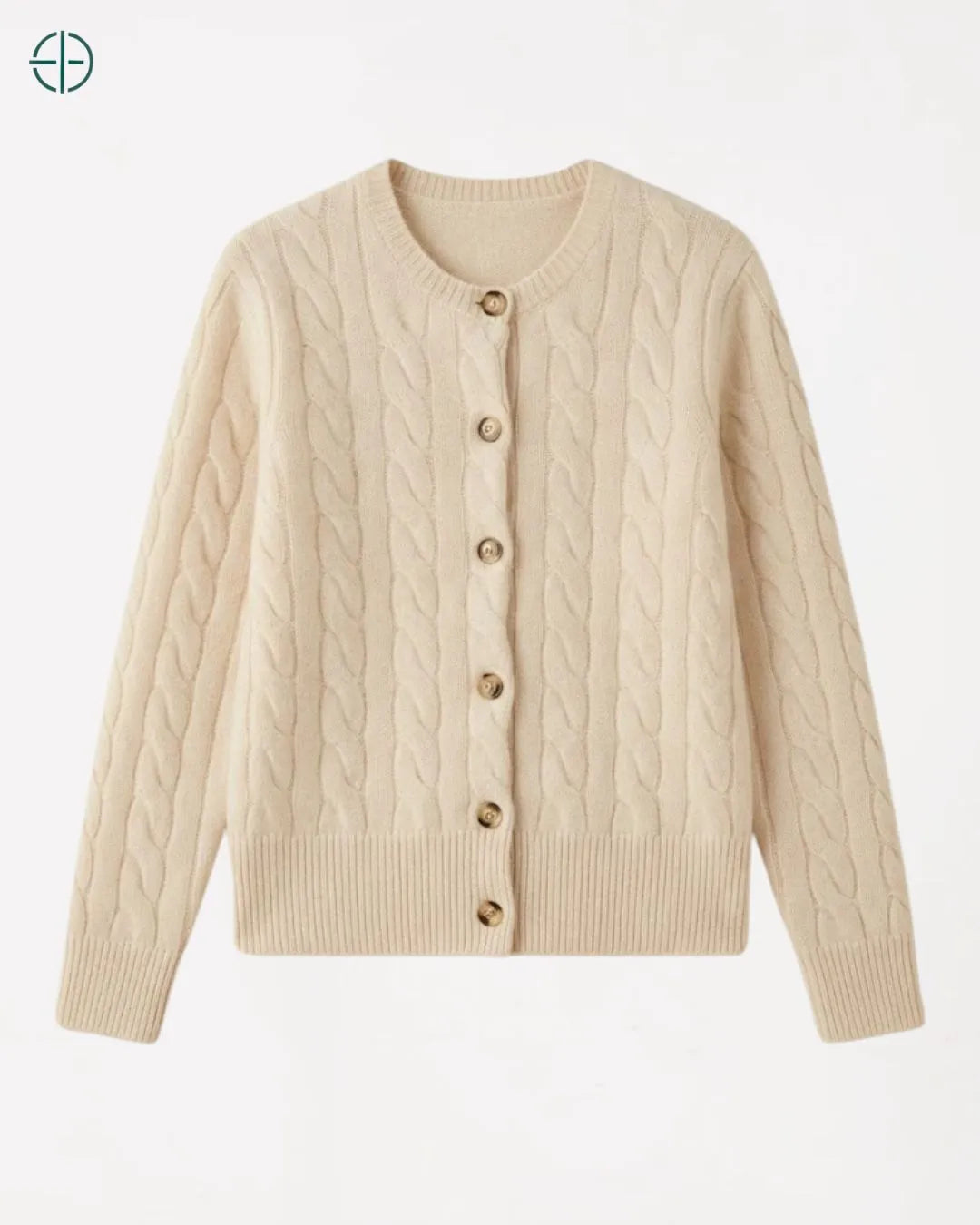 Suéter Trançado de Botões 100% Caxemira | Rest Money™