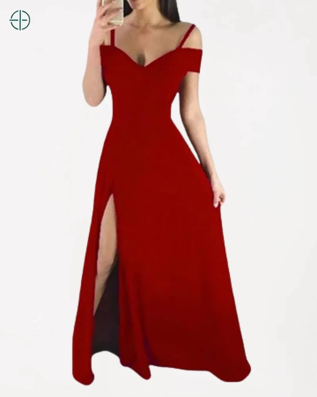 Foto do vestido fluindo ao caminhar, mostrando o caimento perfeito