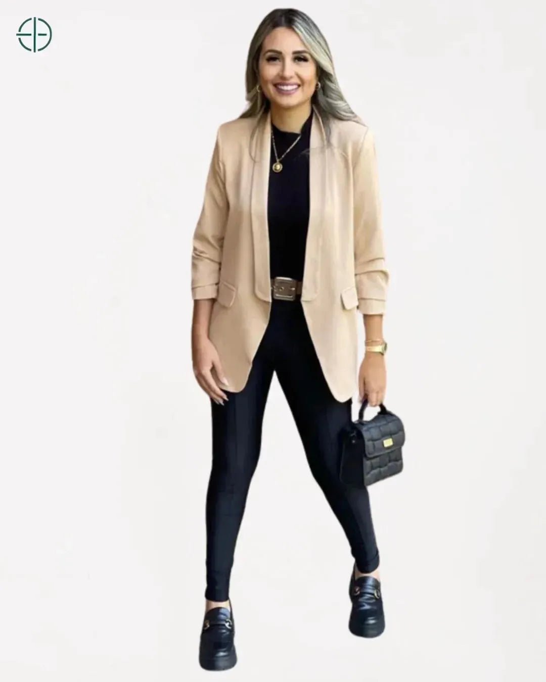 visual moderno e feminino com saia midi