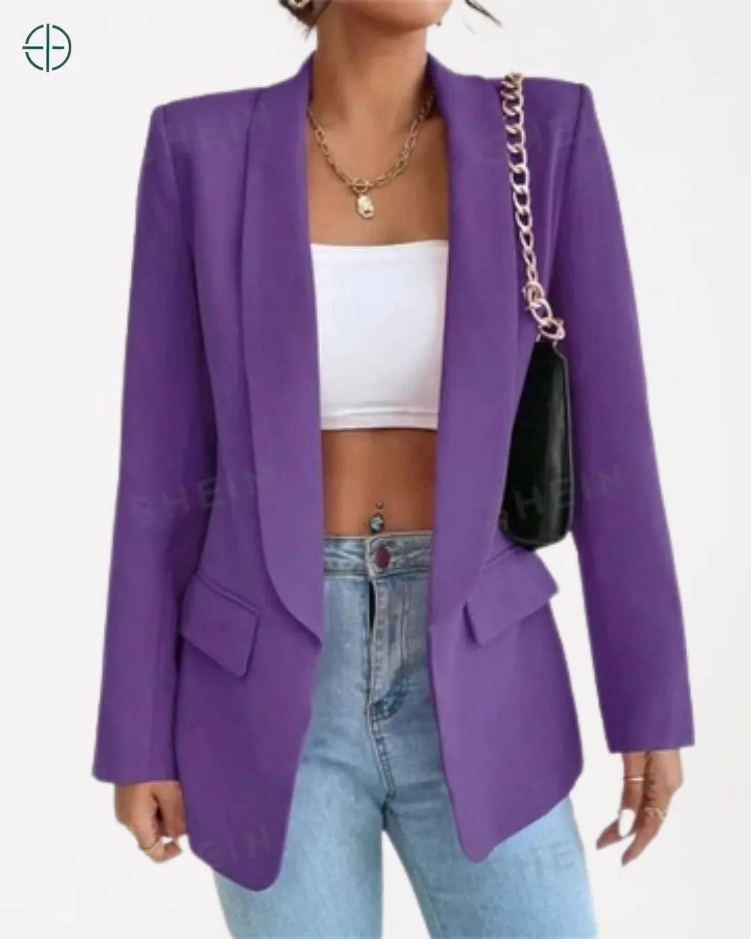 blazer feminino usado com salto alto e calça reta