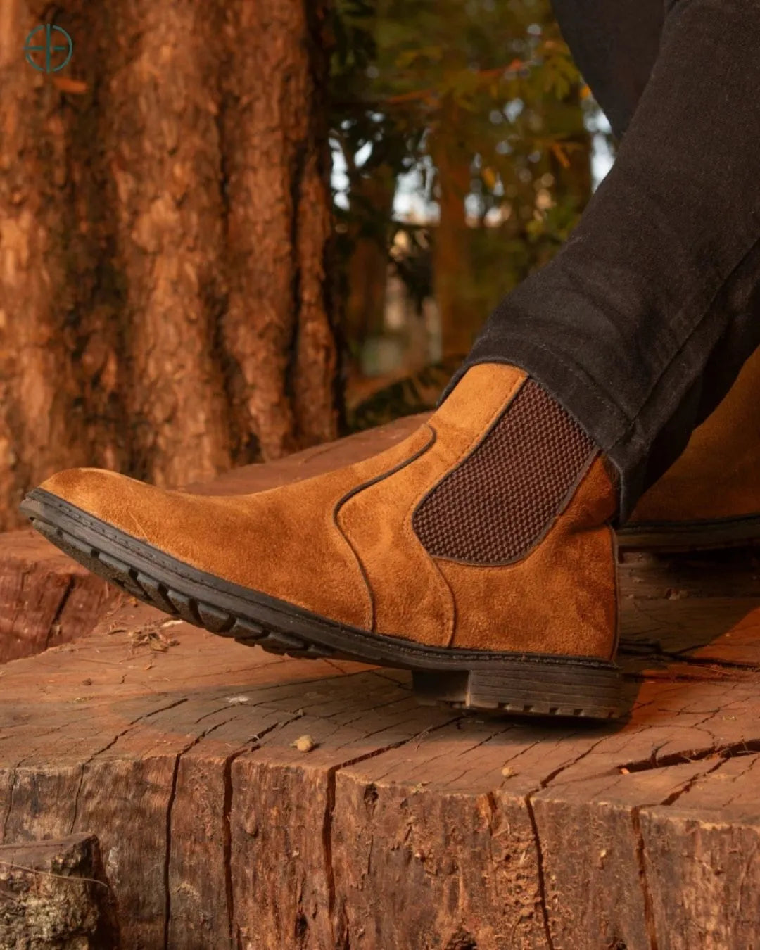 botina masculina de couro camurça com fechamento em elástico