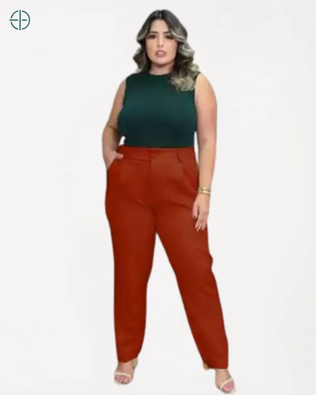 calça em ambiente de trabalho realçando elegância formal