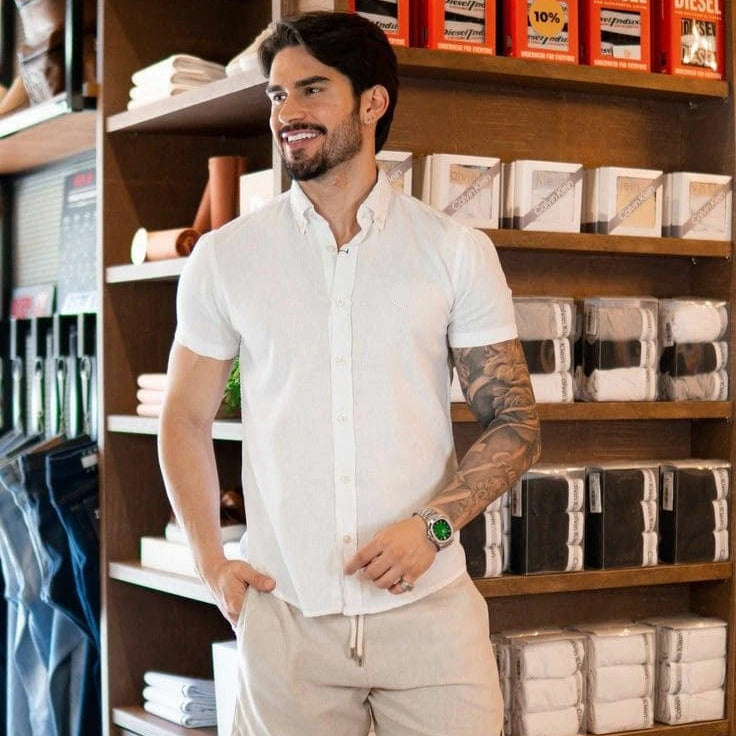 camisa de tecido premium – viscolinho suave para máximo conforto