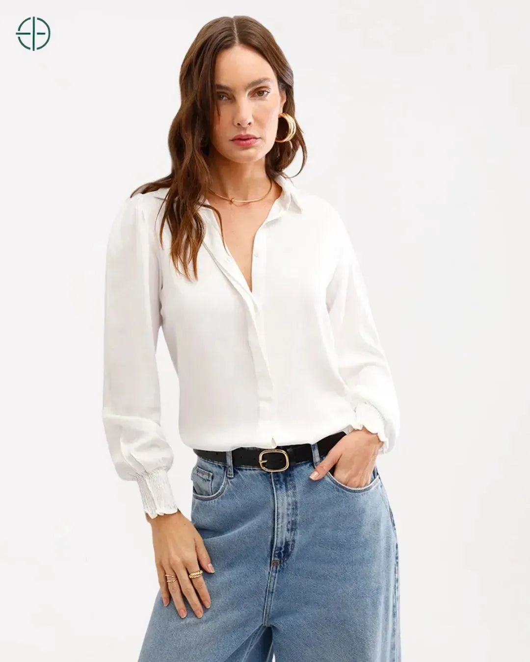 camisa feminina de viscose vista de frente