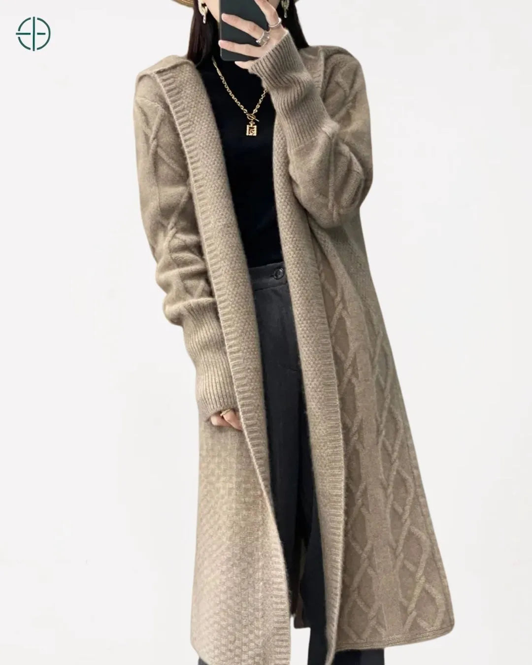 visual do cardigan aberto, versátil e elegante