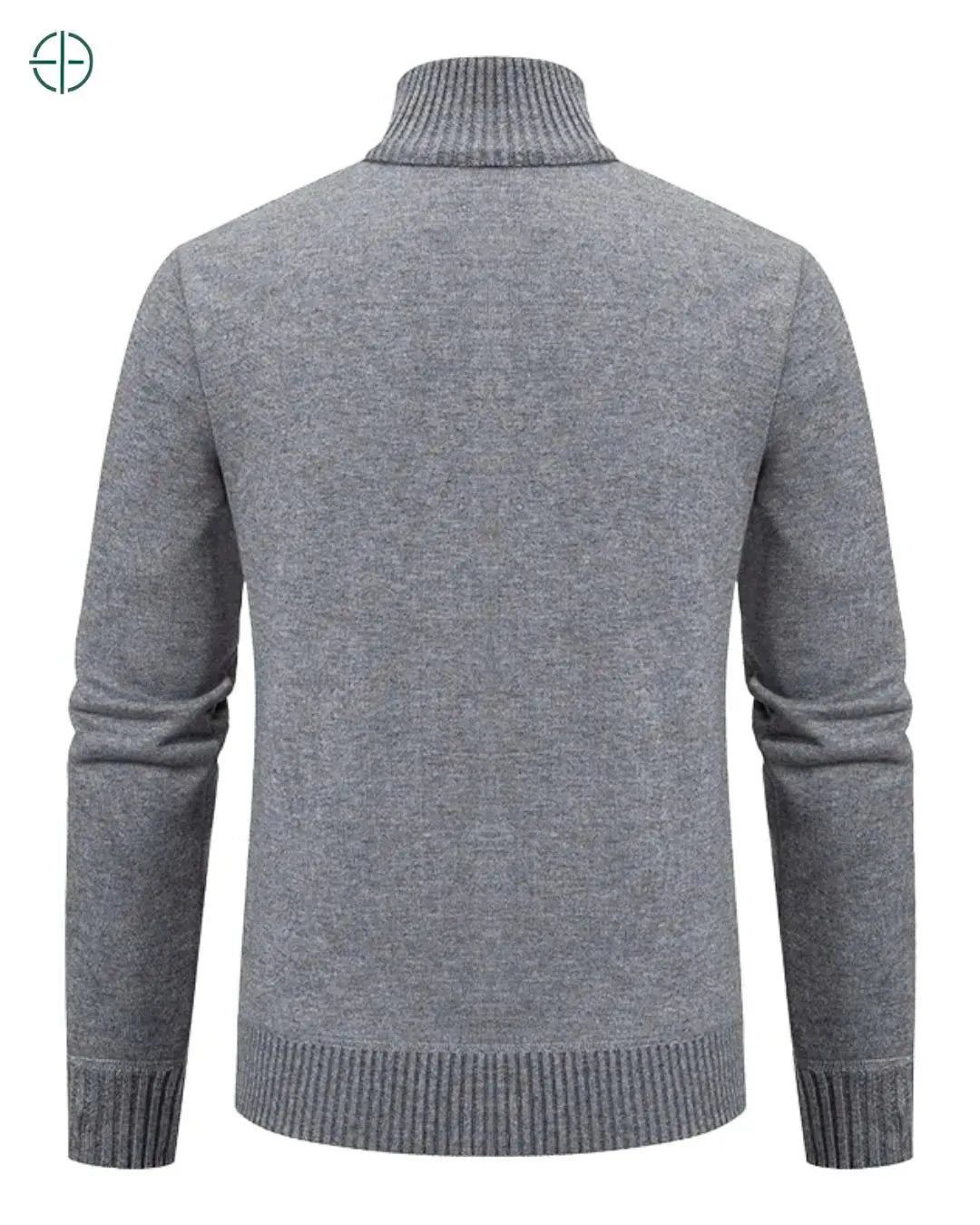 Homem sorrindo sentado com casaco suéter premium