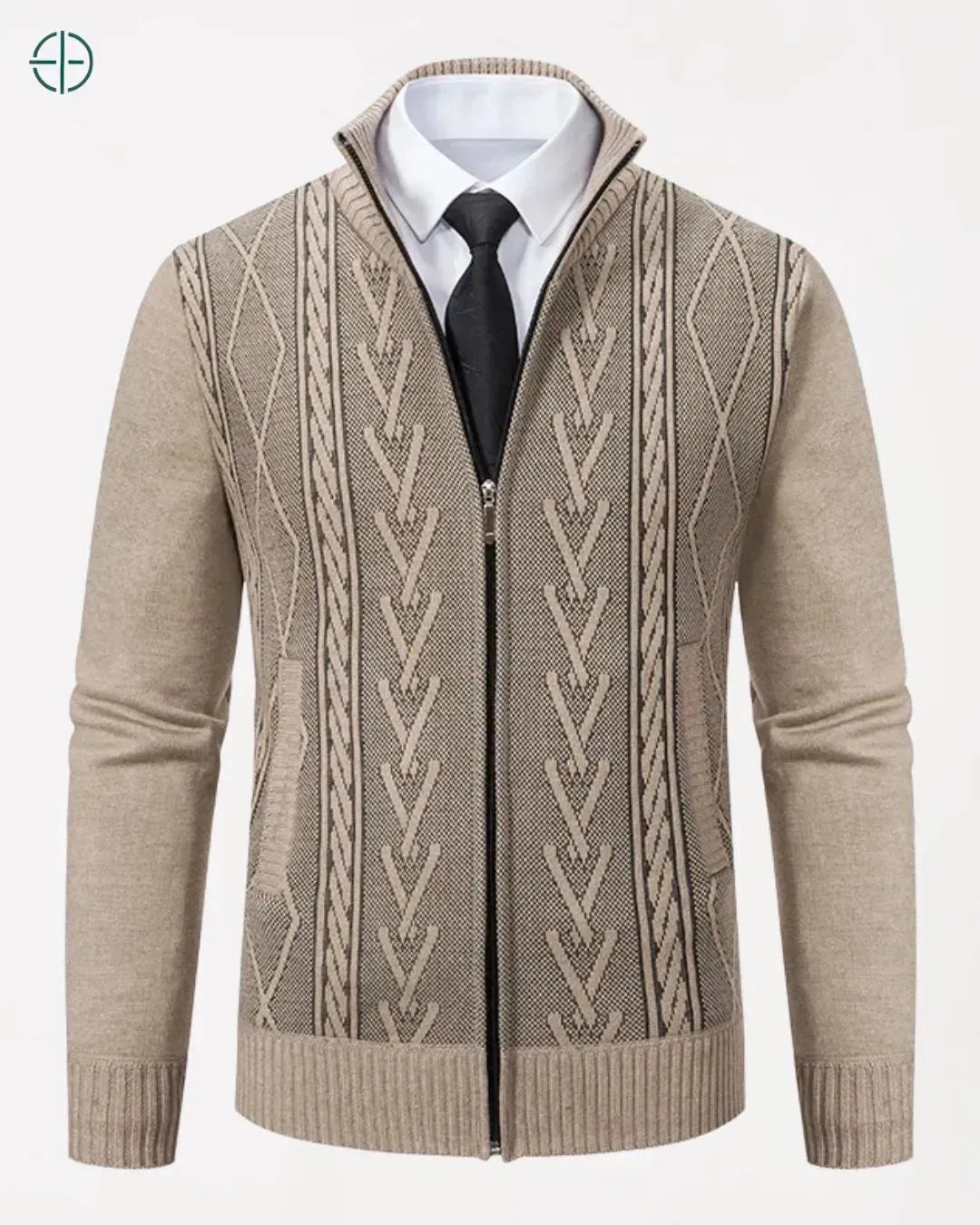 Casaco suéter masculino em caxemira pura com caimento aristocrático