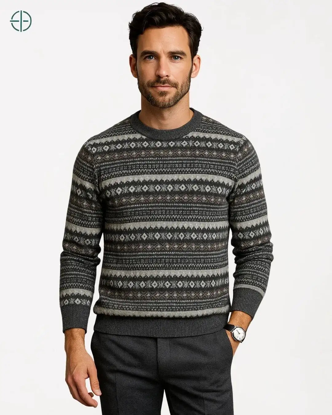 Selo interno que comprova a autenticidade da composição 100% caxemira.