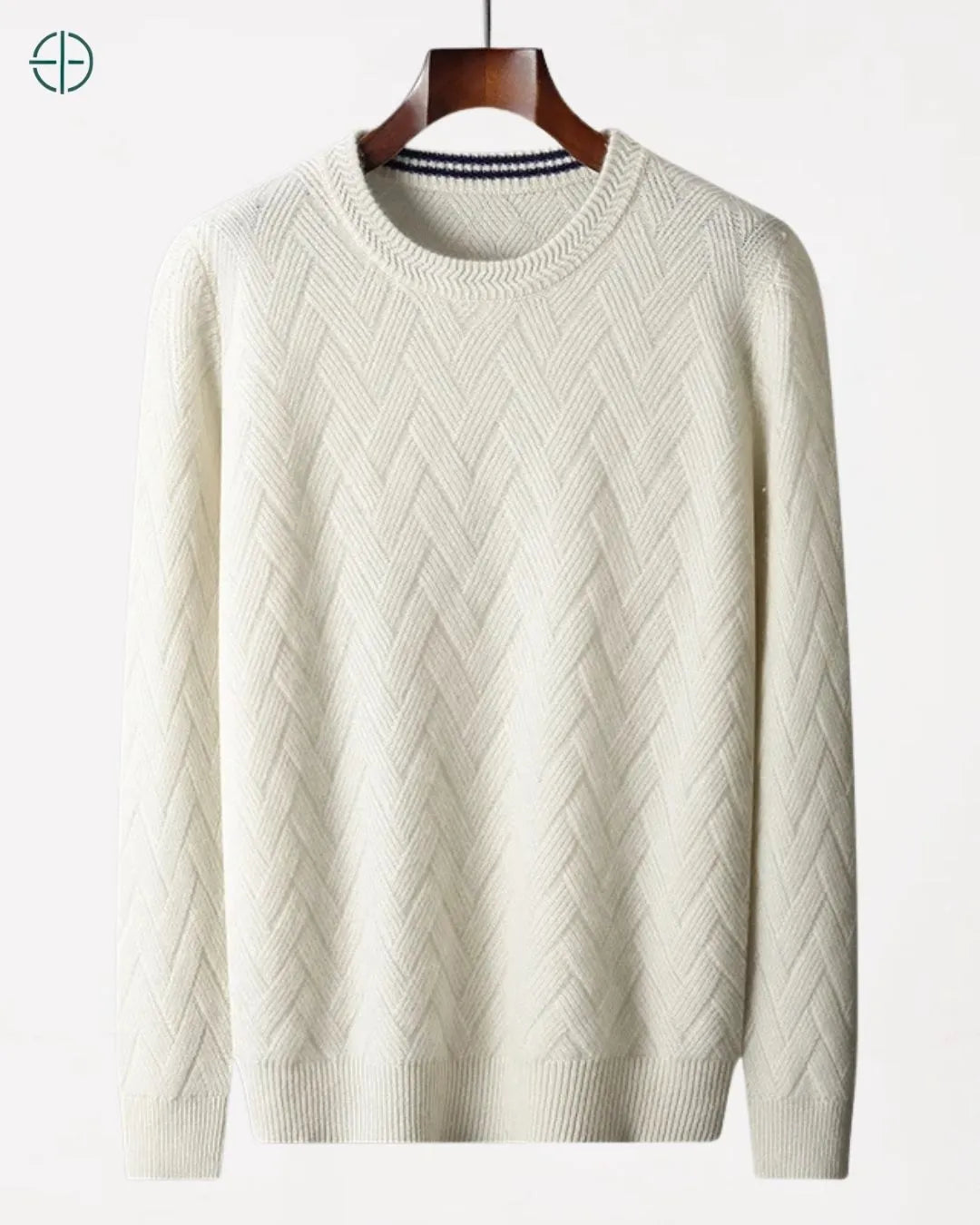 Pulôver masculino 100% caxemira com trama grossa e estilo old money refinado