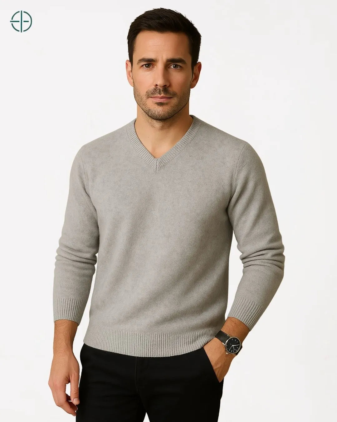 Poucos elementos visuais com foco total na peça 100% caxemira old money