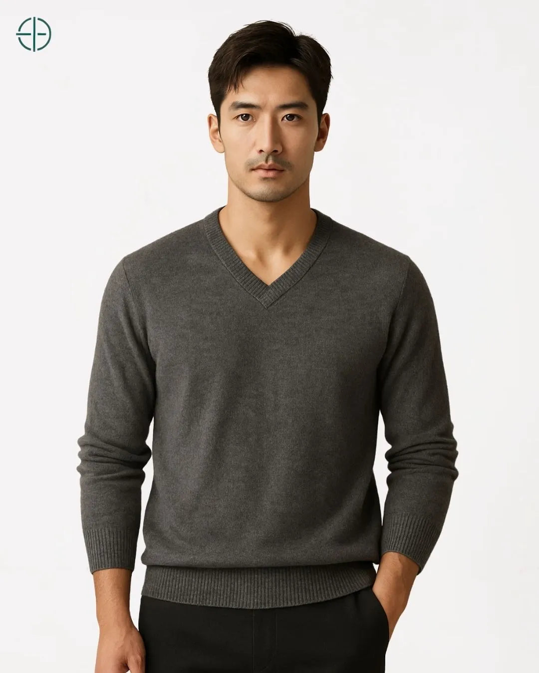 Look de inverno sofisticado com caxemira estruturada em homem de presença