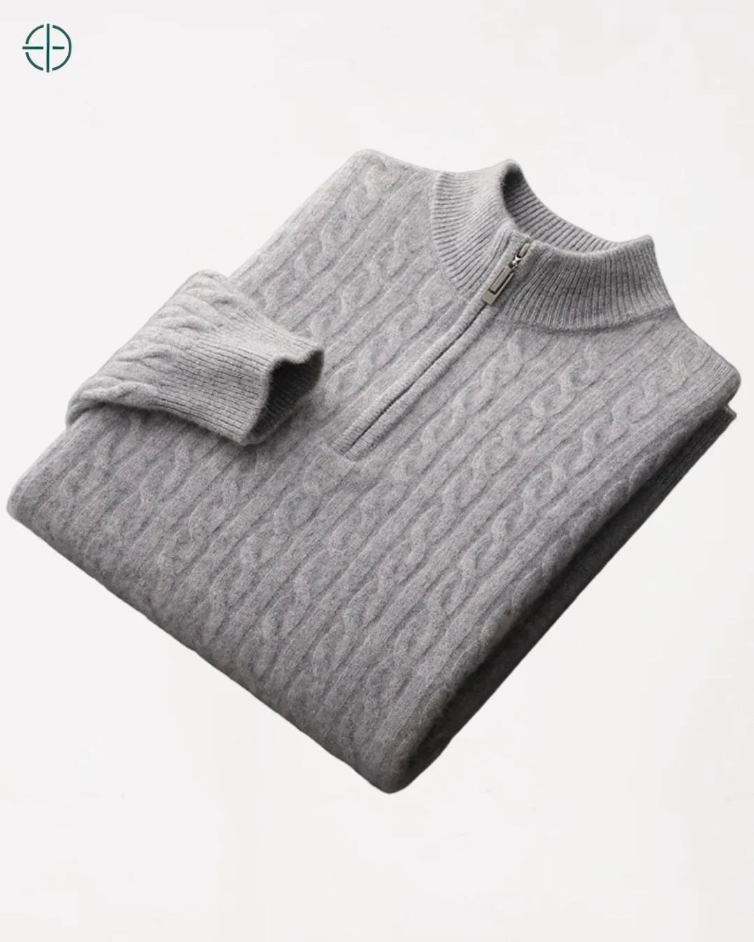 Imagem de close-up no detalhe da gola, evidenciando a qualidade superior do pulôver.