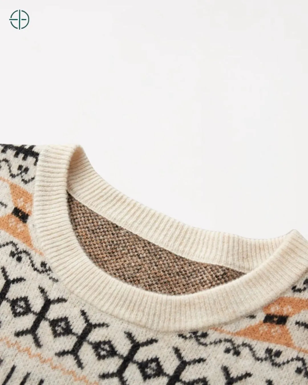 Linha de costura do ombro em caxemira, um sinal de maestria e qualidade.