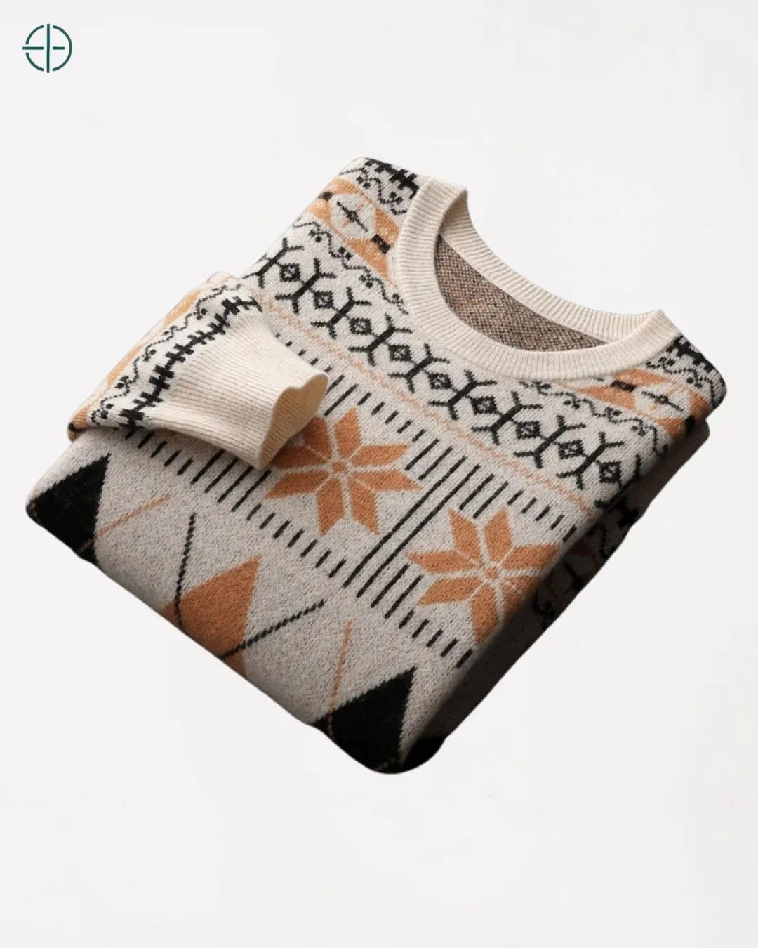 Close da gola redonda em caxemira, com acabamento que denota luxo.