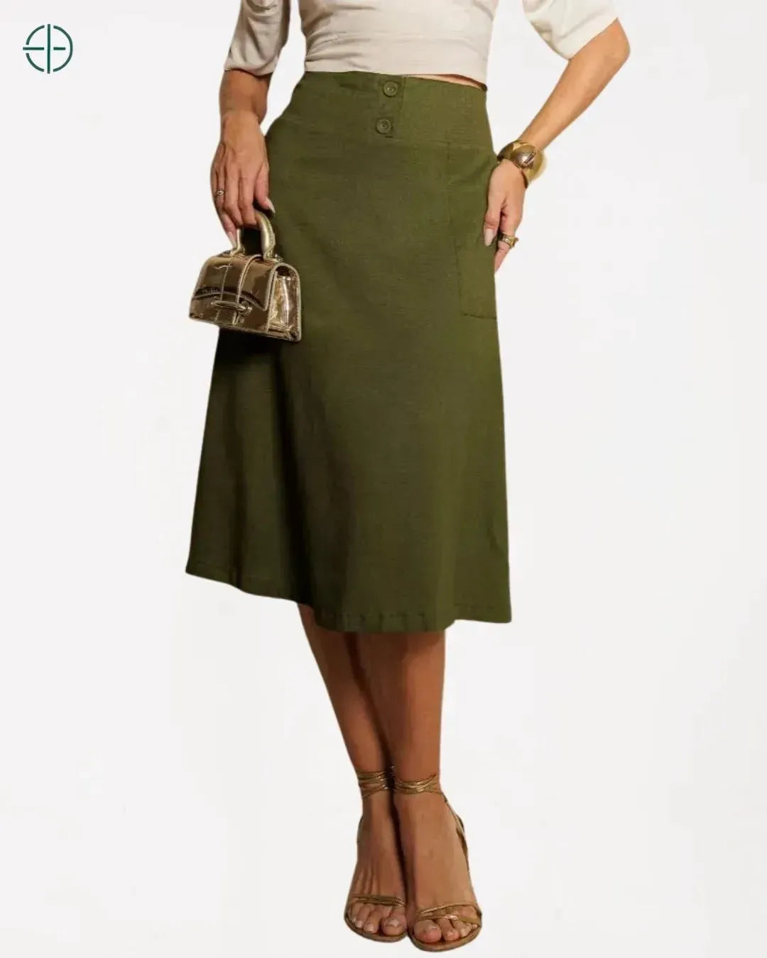 saia combinada com top para visual casual elegante