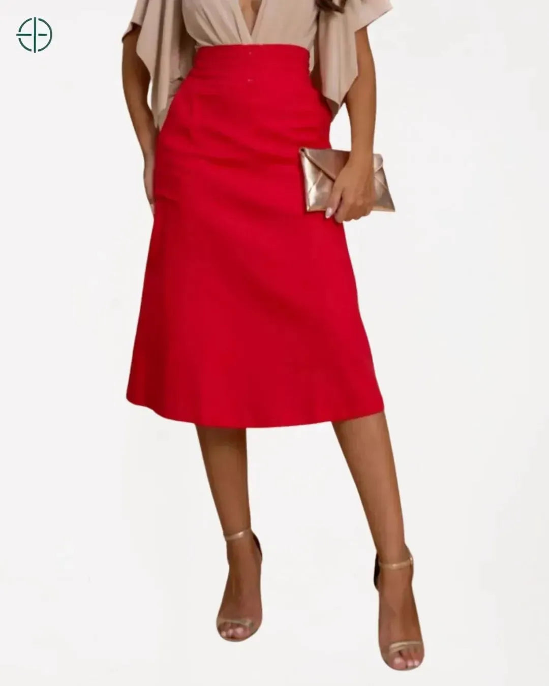 vista lateral mostrando a estrutura da saia em linho