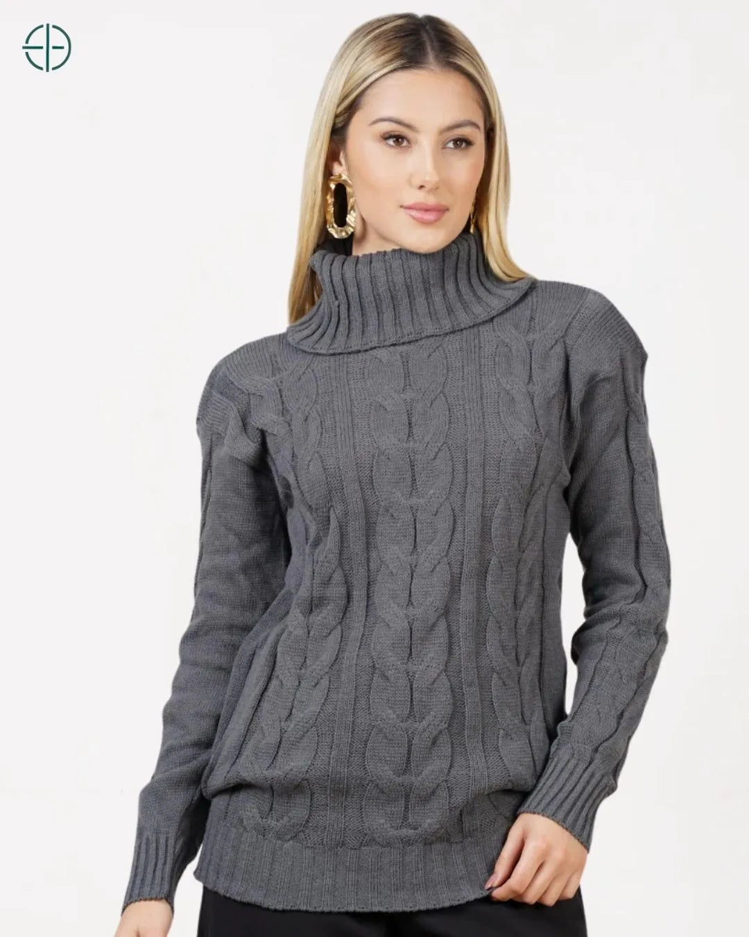 suéter feminino gola alta com toque macio