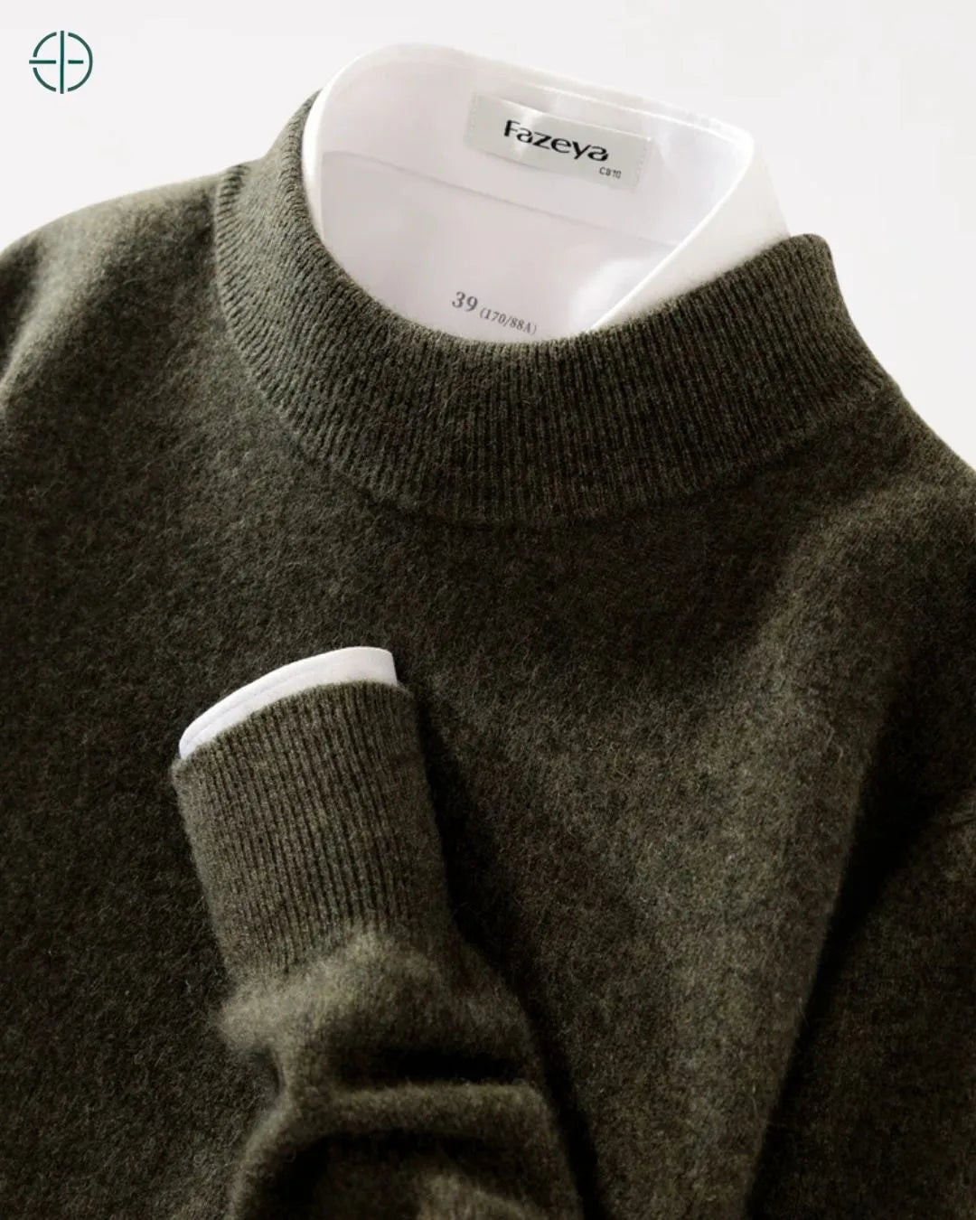 Comparativo do canelado da gola e do punho do suéter de caxemira.