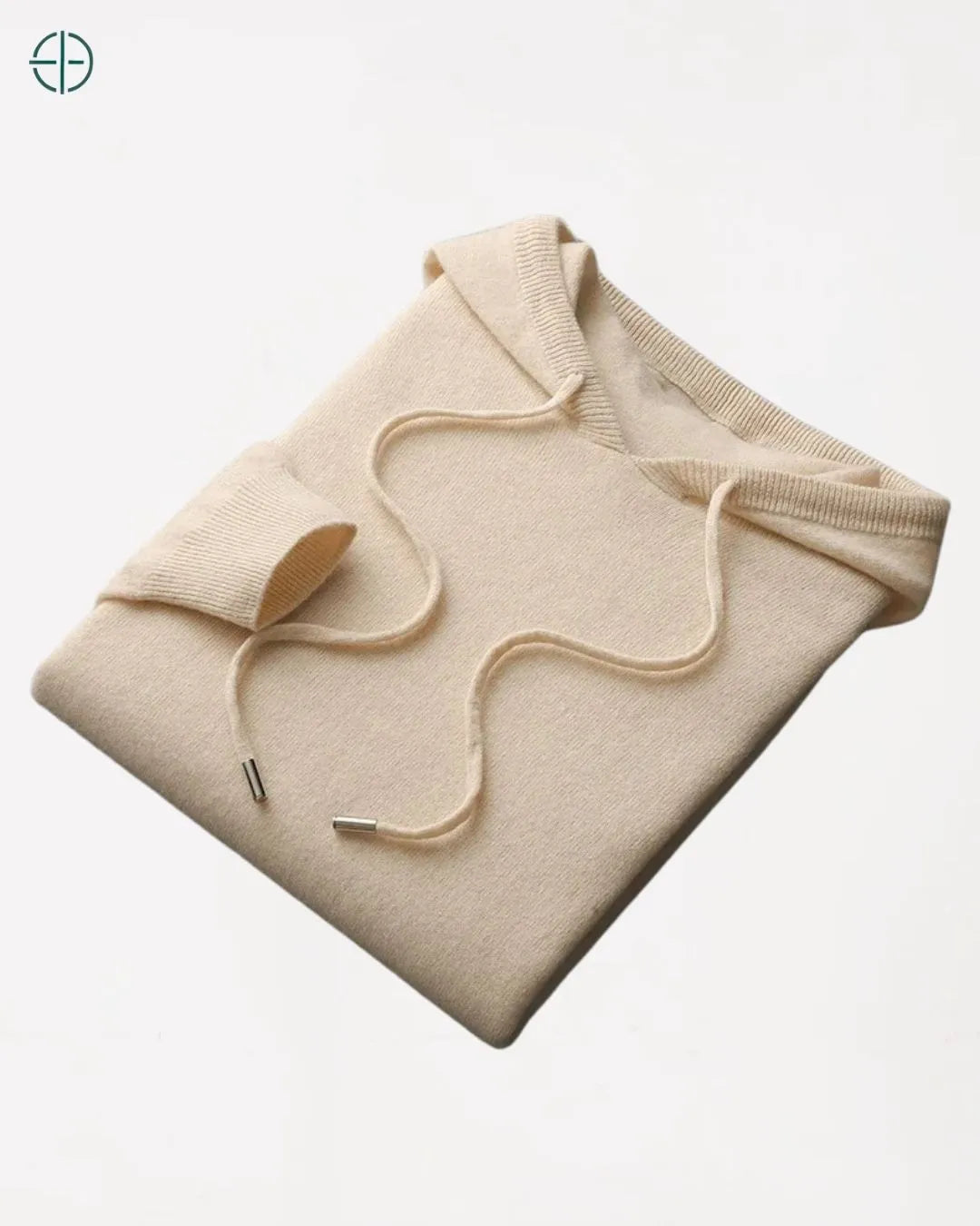 Cardápio de estilo masculino com suéter de caxemira, enfatizando a durabilidade do material.