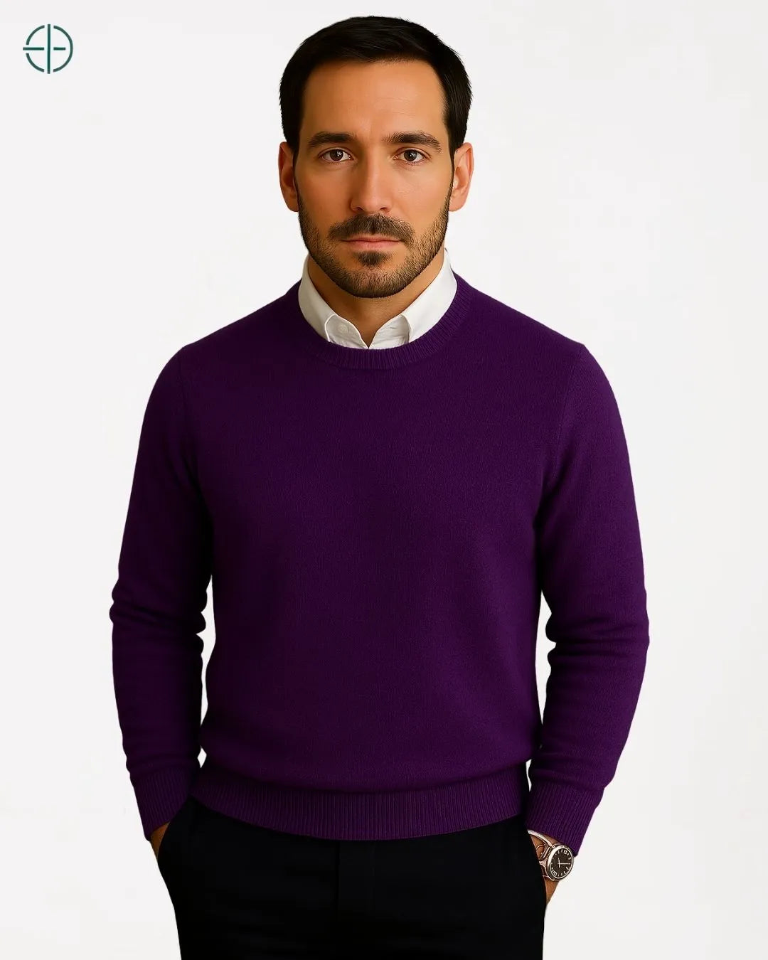 Frente do suéter com destaque para o caimento suave e elegante