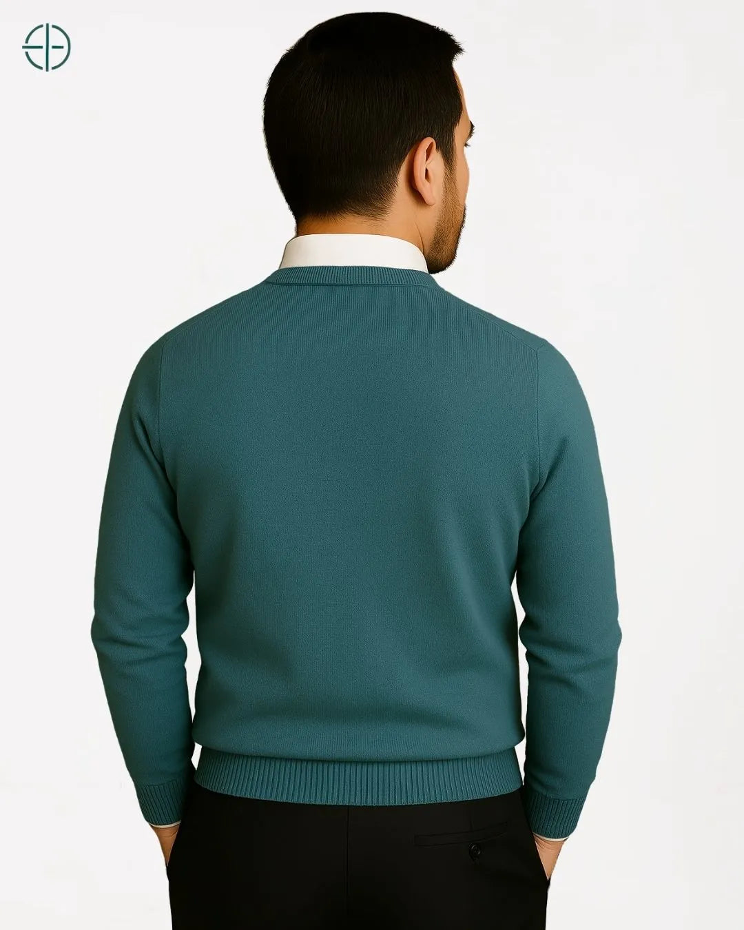 Foto editorial de homem com suéter premium estilo aristocrático