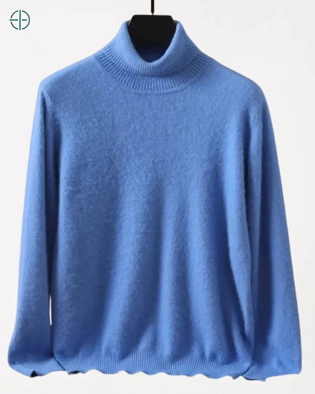 Homem de perfil, destacando a textura luxuosa do veludo caxemira do suéter