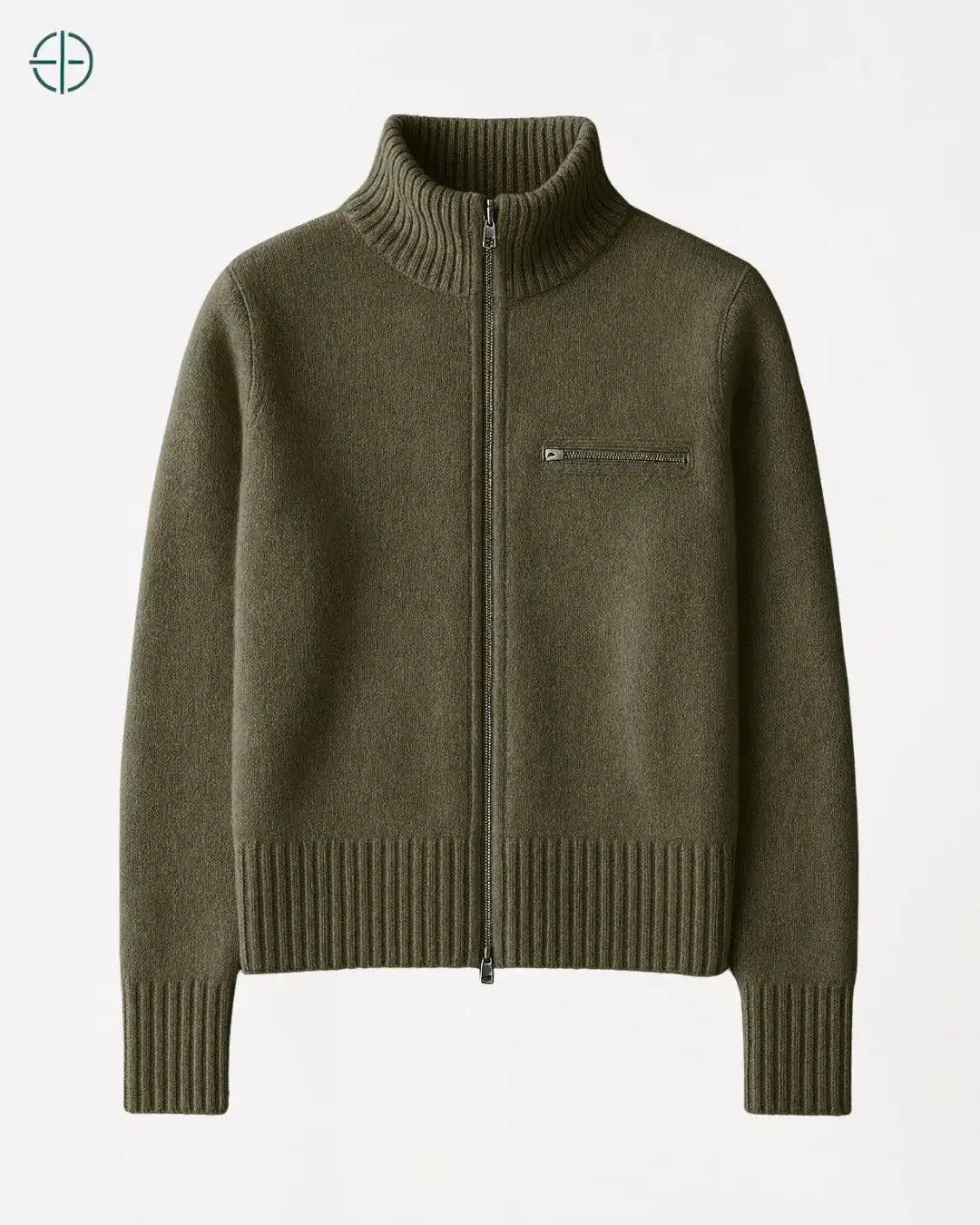 Jaqueta com Zíper e Bolso Frontal 100% Caxemira | Rest Money™