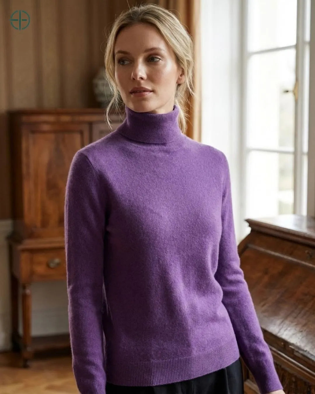 Suéter Feminino Gola Alta 100% Caxemira | Rest Money™