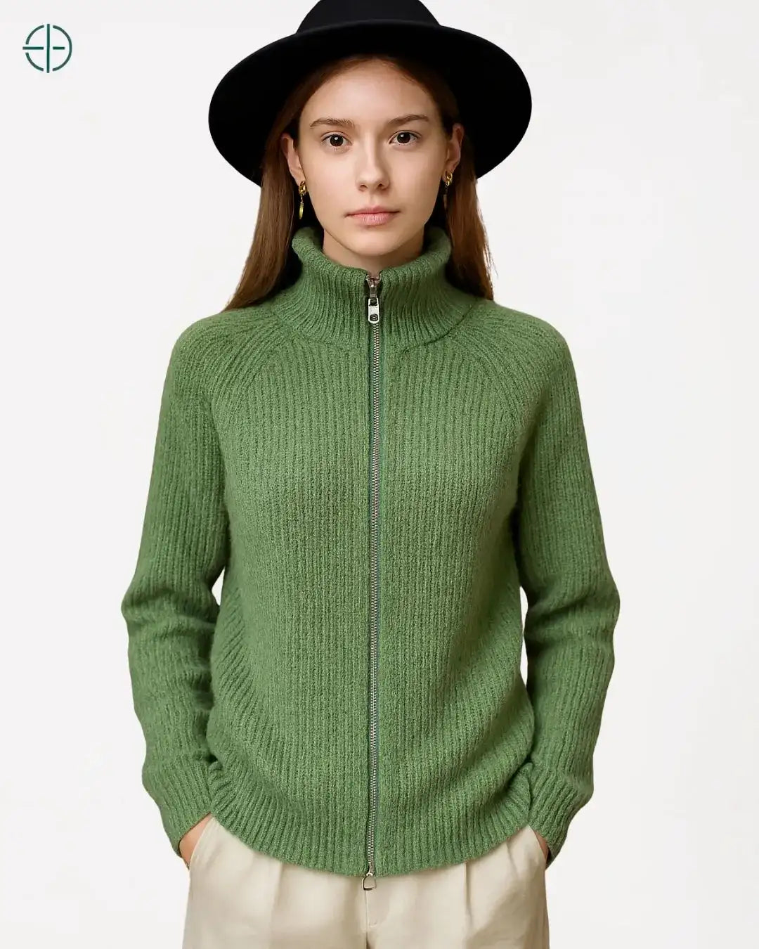 Jaqueta Canelada com Zíper 100% Caxemira | Rest Money™